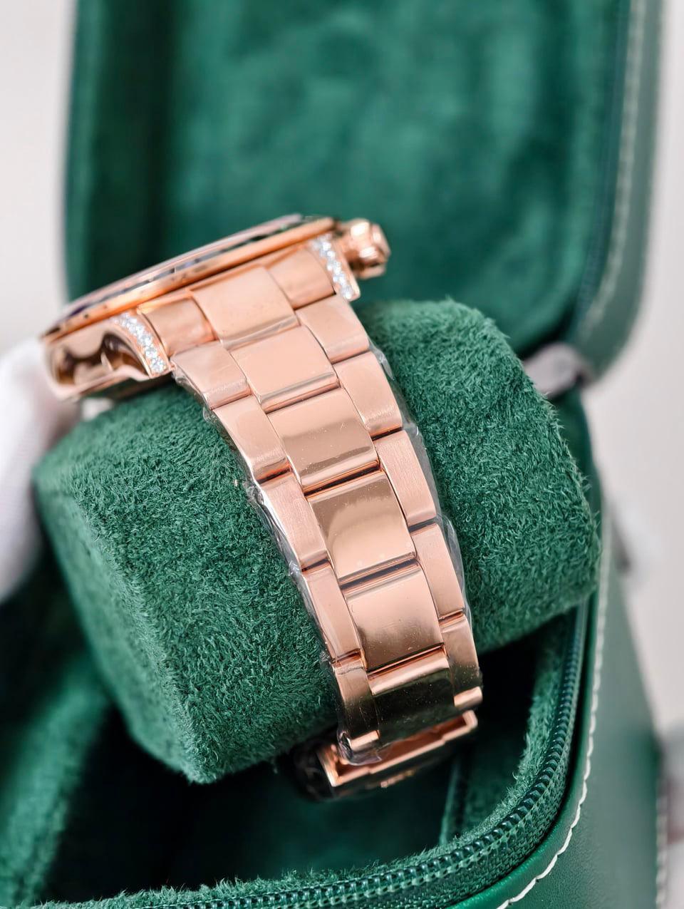 Daytona casing rainbow with tungsten weighted CNC case bracelet with moissanite dial and bezel with RG plating