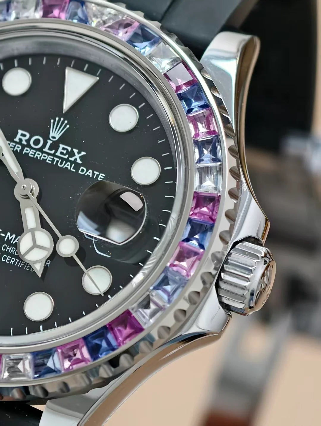 Yacht Master 42mm Moissanite bezel white gold plating